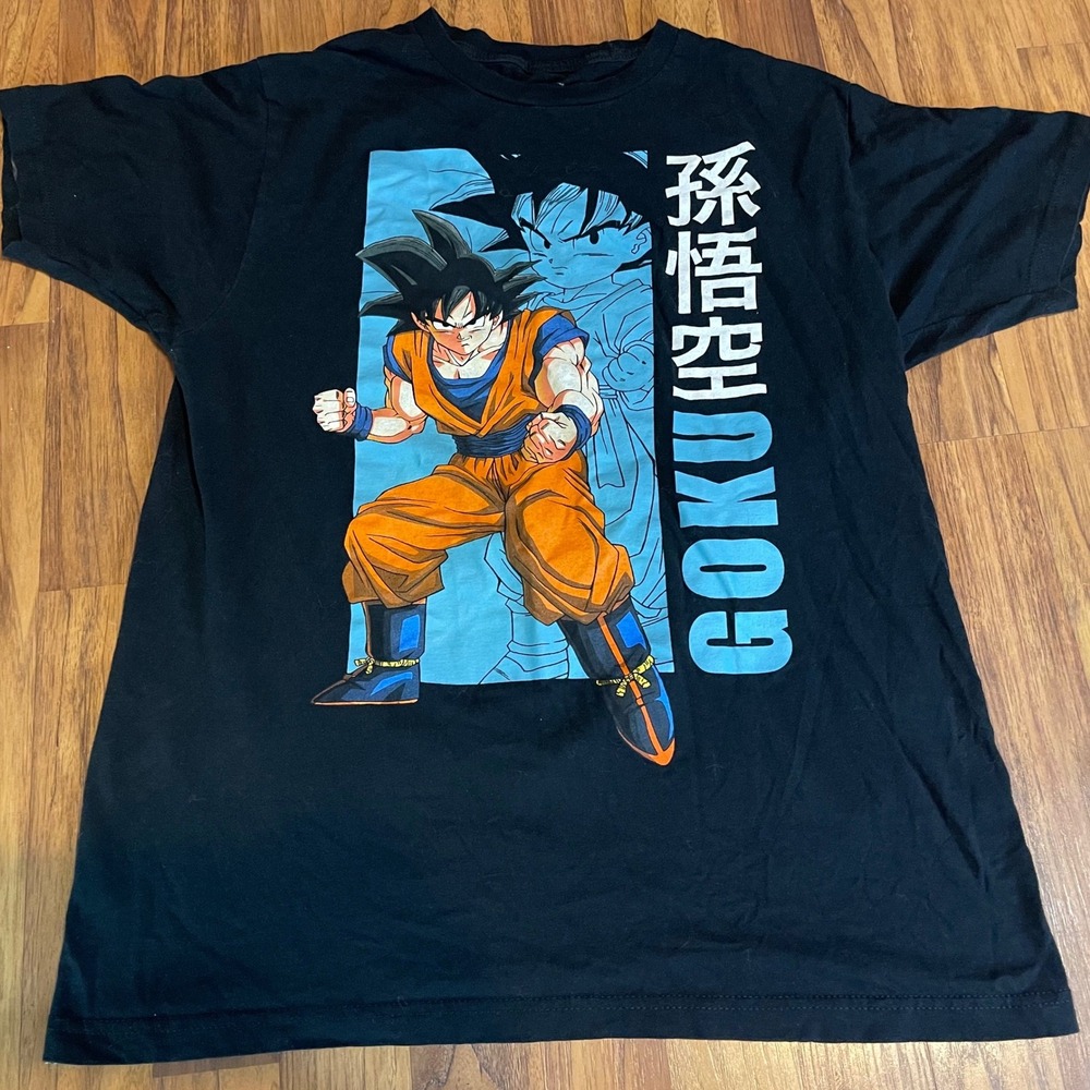 Dragon Ball Z Goku Graphic T-Shirt Mens Medium Black Cotton Anime Toei Animation